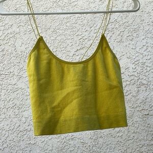 Stretchy yellows crop top with spaghetti straps